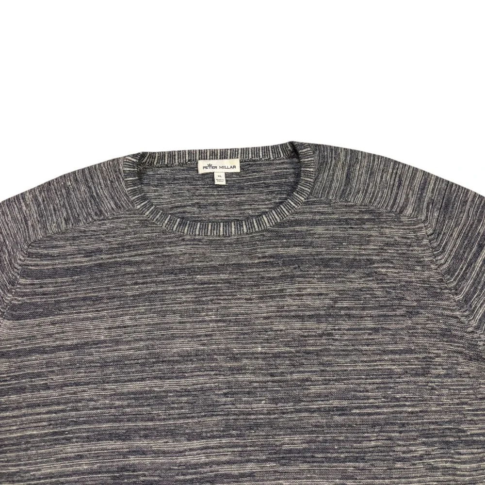 Peter Millar Crown Cool Mens XL Merino Wool Linen Crewneck Sweater Grey White - Picture 3 of 10